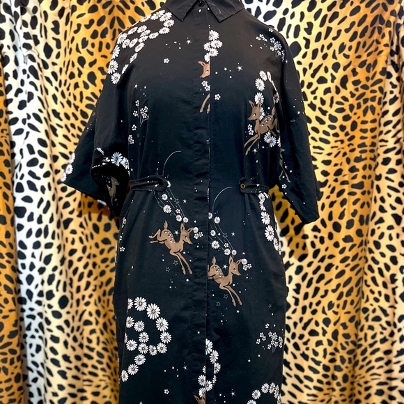 Topshop Unique Darling Deer Shirt Dress US size 4 - Picture 1 of 10